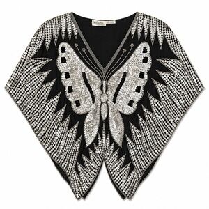Vintage Vattachi Creations Silk Sequin Butterfly One Size Top Festival Fairycore